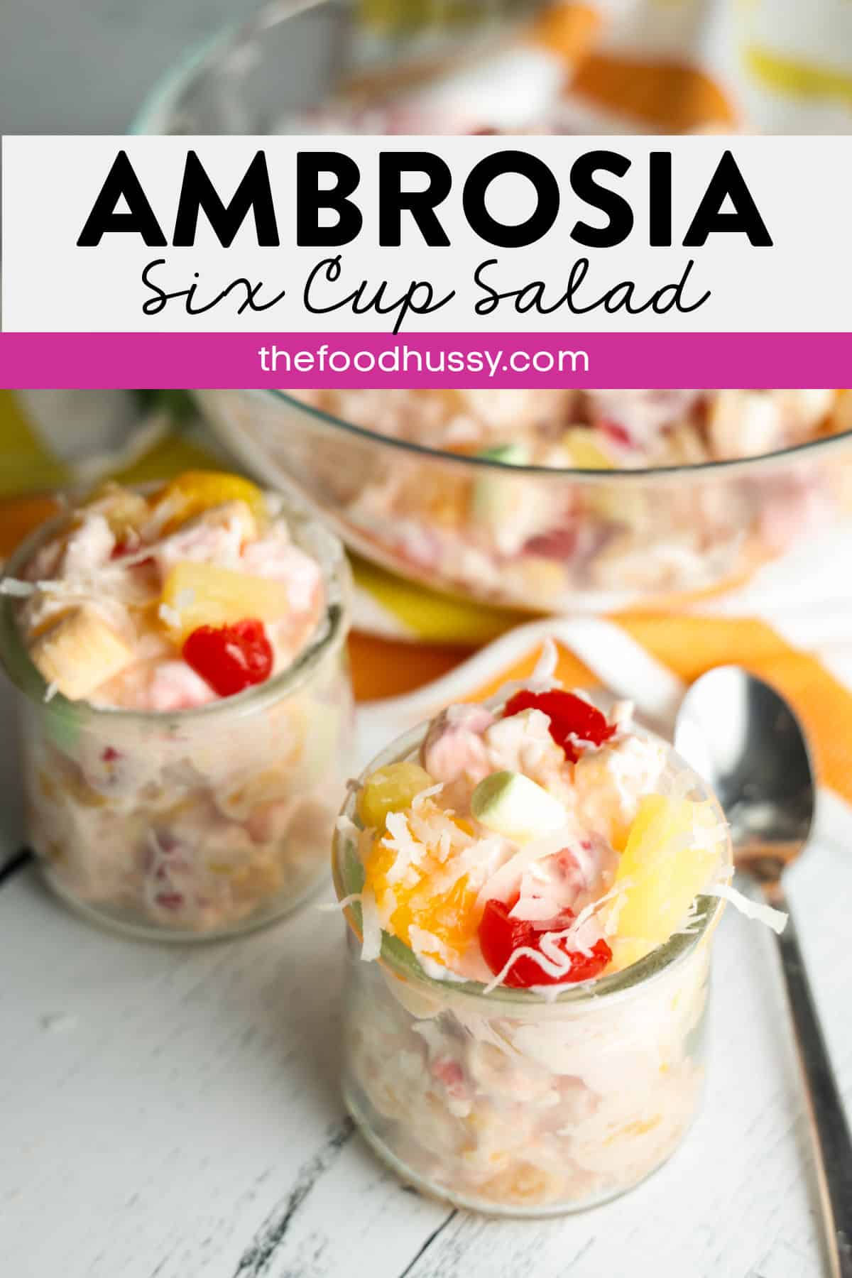 5 Cup Salad is the easiest, fluffiest throwback dessert to bring to your next potluck? This delicious side dish is also known as Ambrosia Salad if you’re feeling fancy. This retro classic is sweet, creamy, and packed with fruity goodness, all with just five (or six) simple ingredients.  via @foodhussy