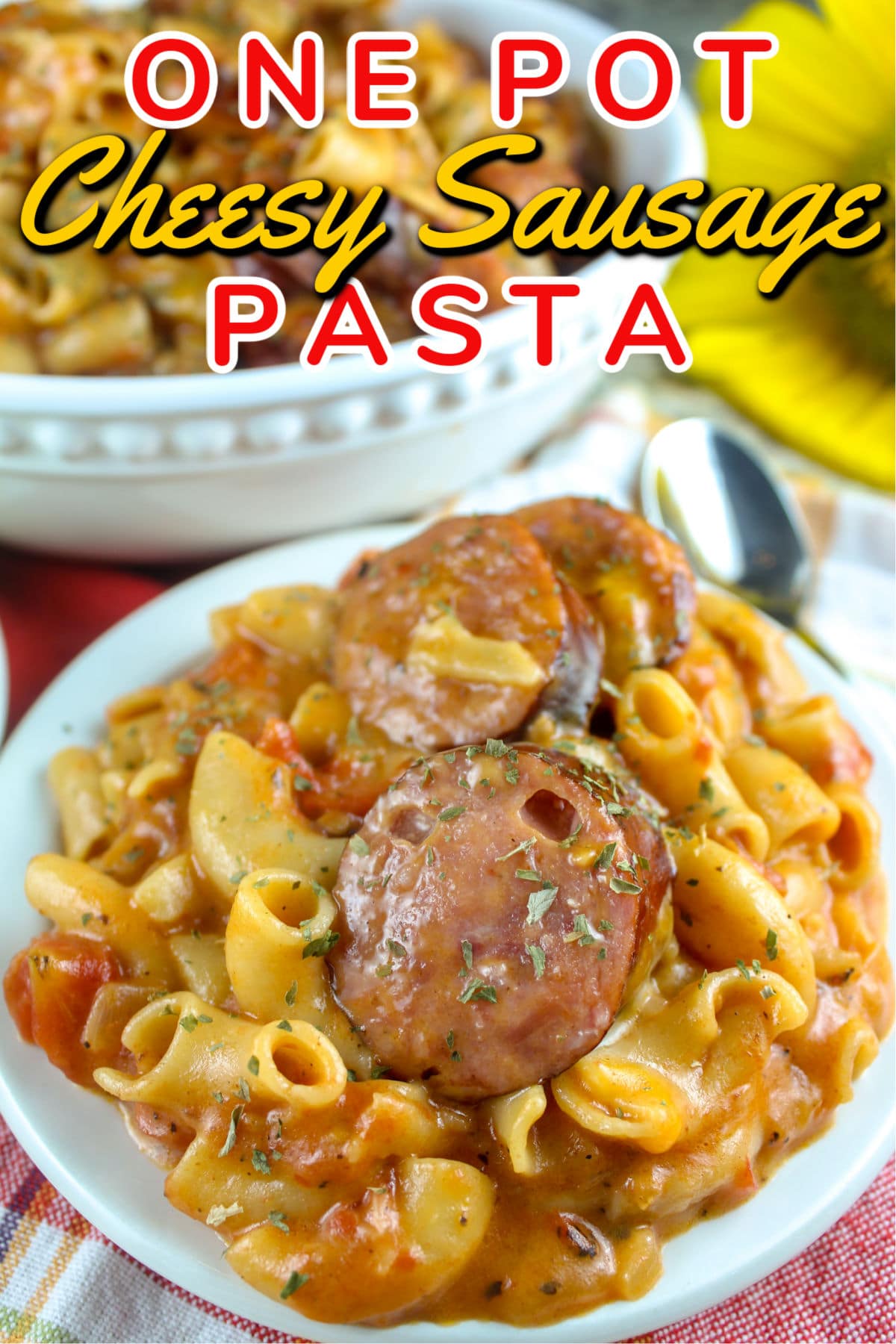 This is the cheesiest sausage one pot pasta you’ll ever try! It’s my favorite comfort food recipe and it’s quick and easy! via @foodhussy
