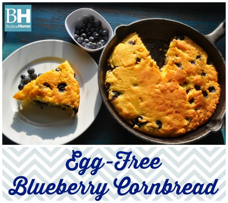 Recipe: Egg-free Blueberry Cornbread & Cast Iron from BrylaneHome