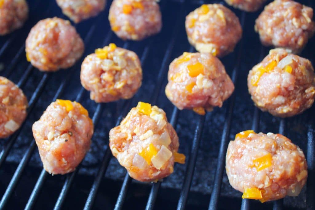 meatballs on a grill