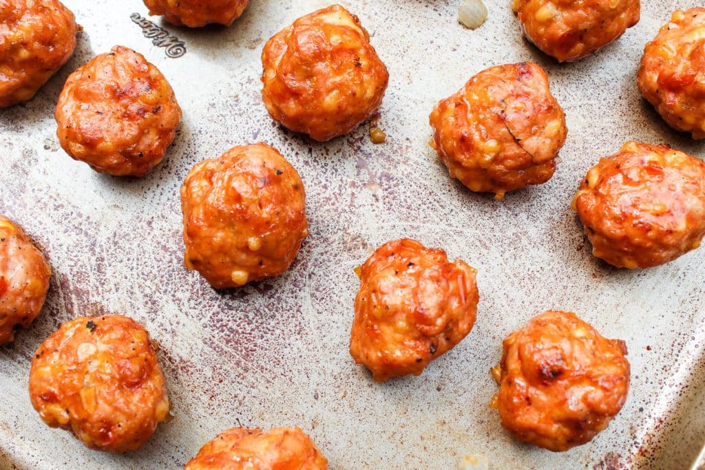 smoked meatballs on a tray