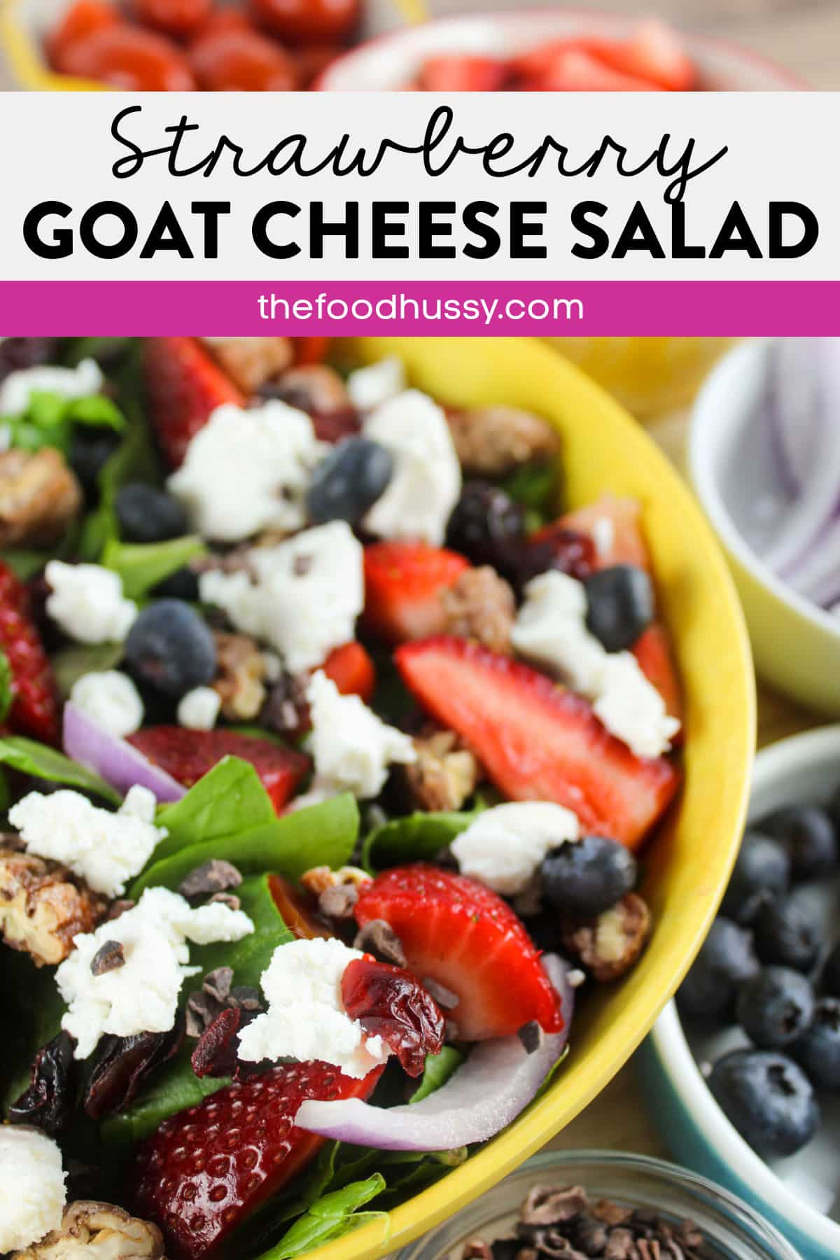 This Strawberry Goat Cheese Salad is a favorite in my house! It's a copycat of a restaurant salad that's local here in Cinci - the taste of spring with strawberries, blueberries and tomatoes plus a couple of surprises!
 via @foodhussy