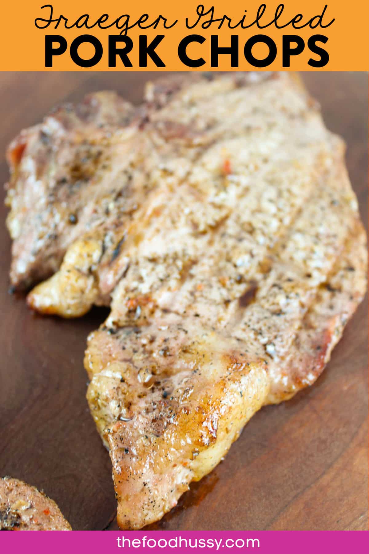 Traeger Grilled Pork Chops are tender, juicy and so full of flavor from an easy, 2-ingredient marinade! Plus - they're done in 15 minutes - perfect for any weeknight meal.  via @foodhussy