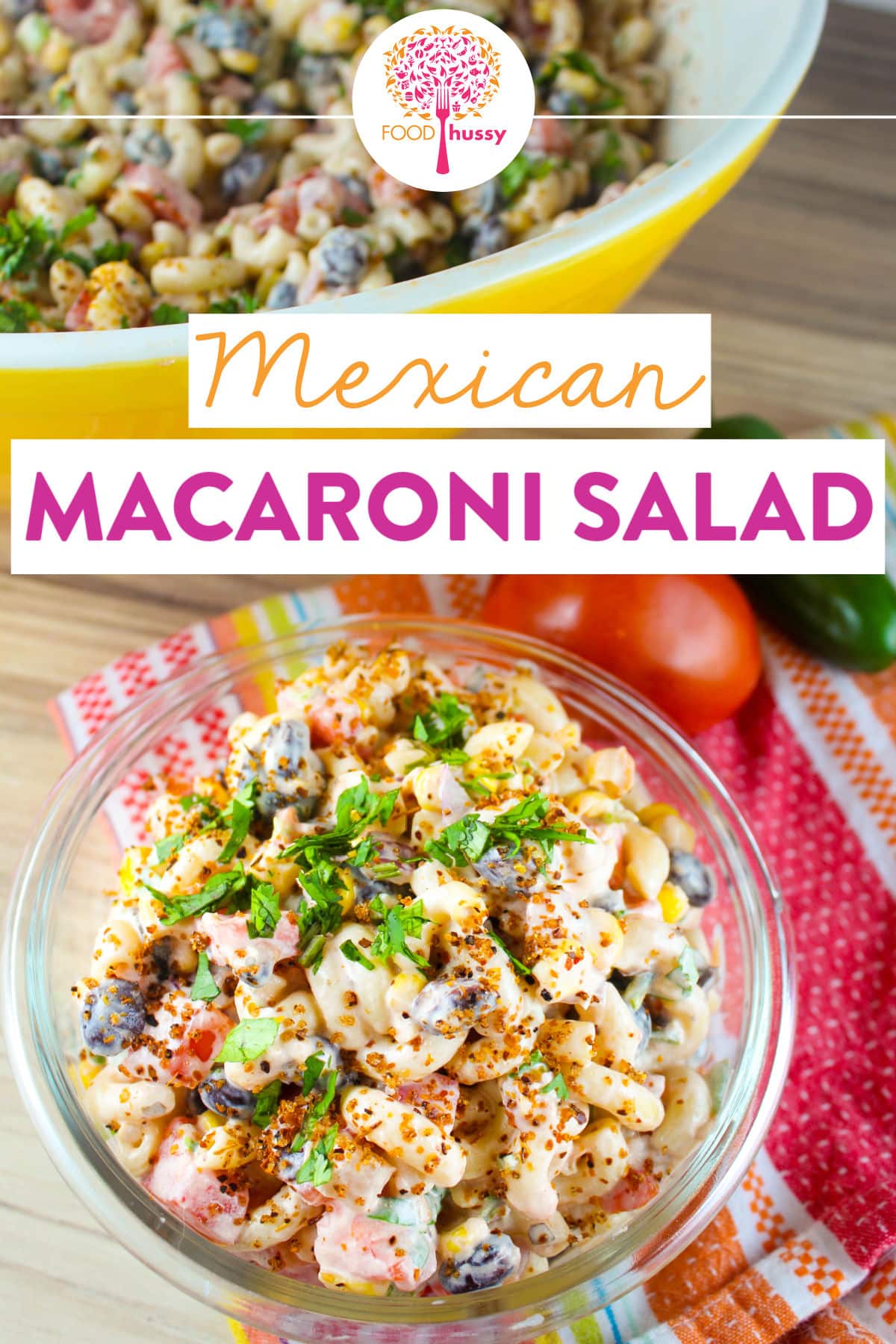 This Mexican Macaroni Salad is creamy, crunchy and perfect for picnics, lunches and potlucks! Macaroni loaded with corn, black beans, tomatoes, onions and more all tossed in a dressing of sour cream, salsa & mayo.
 via @foodhussy