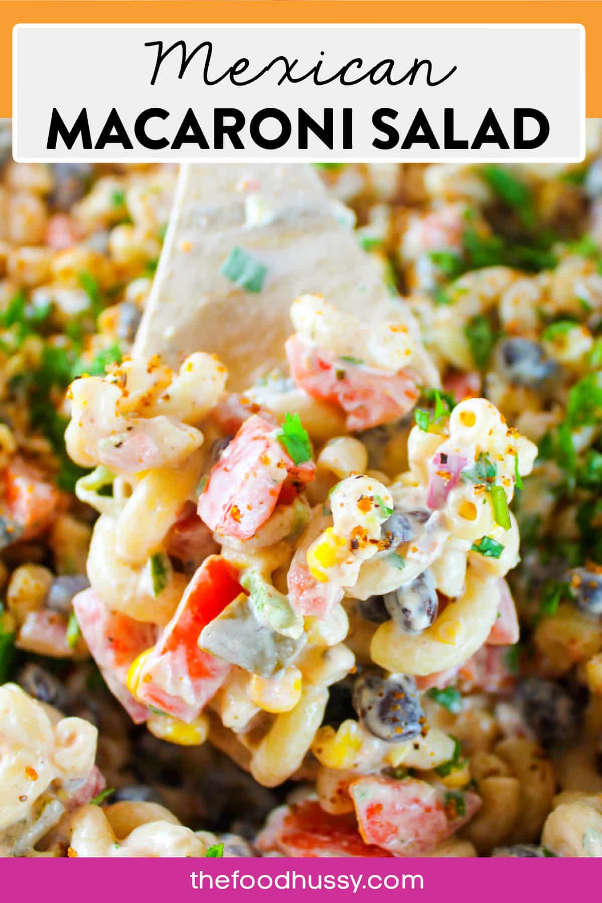 This Mexican Macaroni Salad is creamy, crunchy and perfect for picnics, lunches and potlucks! Macaroni loaded with corn, black beans, tomatoes, onions and more all tossed in a dressing of sour cream, salsa & mayo.
 via @foodhussy