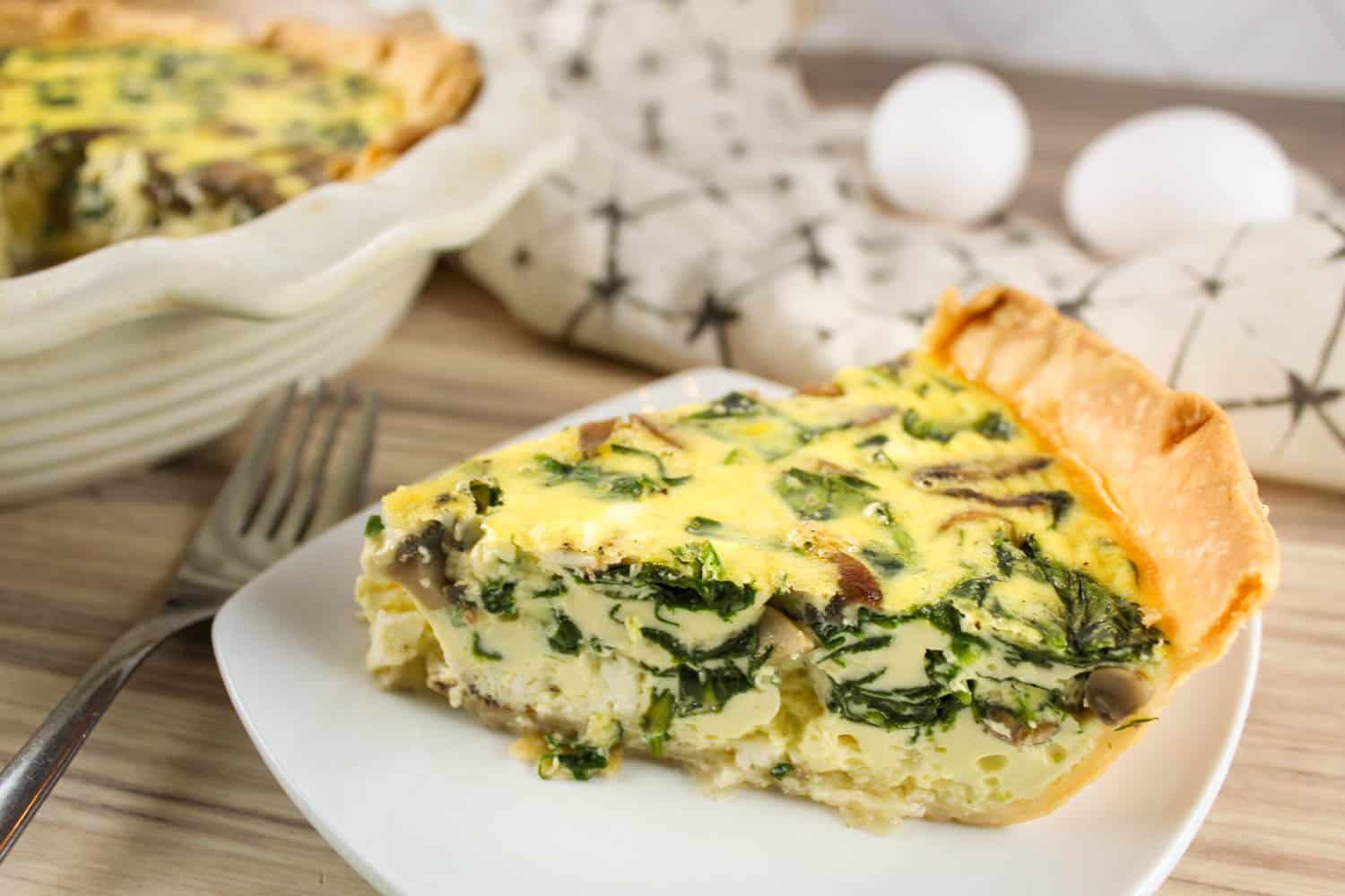 Spinach Mushroom & Feta Quiche The Food Hussy