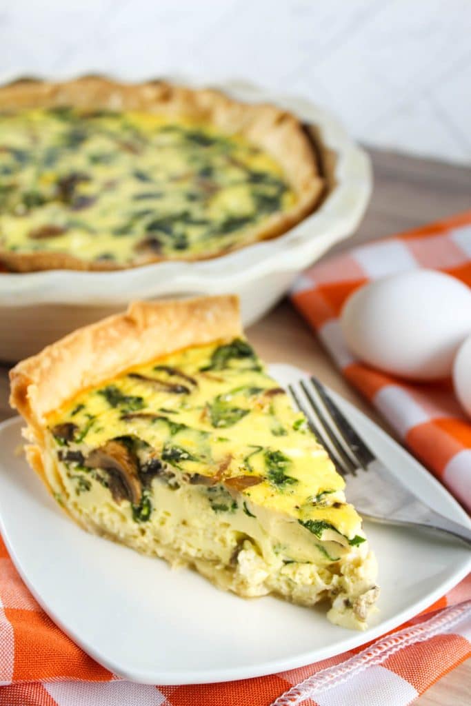 Spinach Mushroom & Feta Quiche - The Food Hussy