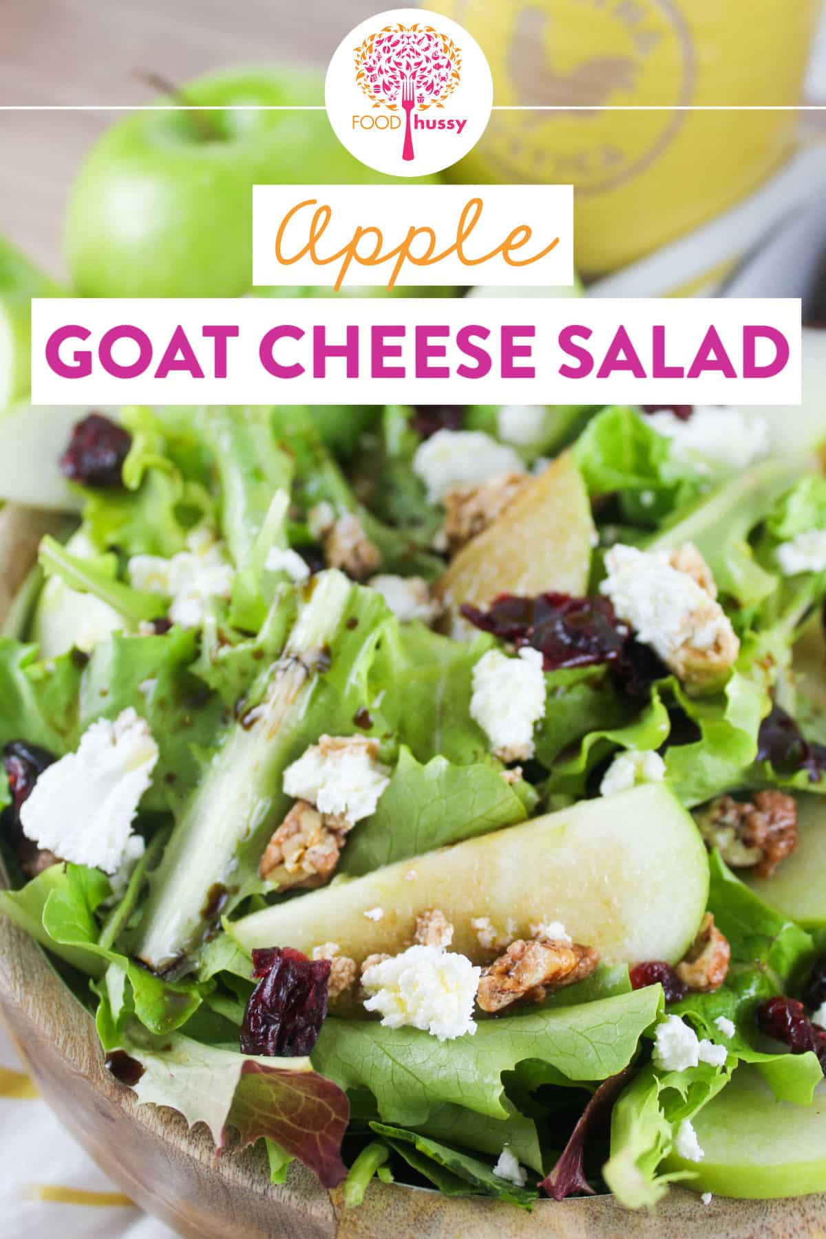 Apple Goat Cheese Salad is my favorite side salad for nearly any meal. The crunchy tart green apple is so great with that creamy goat cheese. Plus if you add a grilled chicken breast - you've got a whole meal.
 via @foodhussy