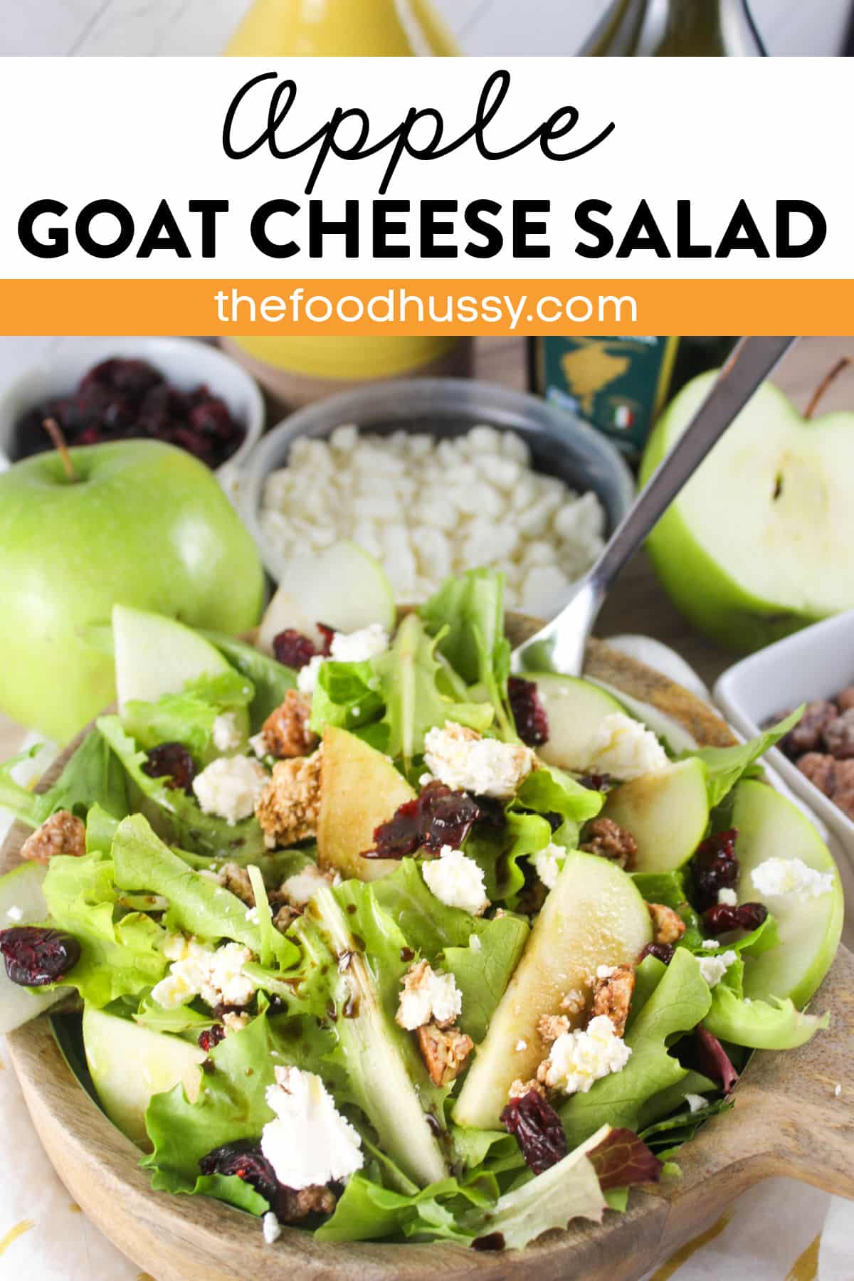 Apple Goat Cheese Salad is my favorite side salad for nearly any meal. The crunchy tart green apple is so great with that creamy goat cheese. Plus if you add a grilled chicken breast - you've got a whole meal.
 via @foodhussy