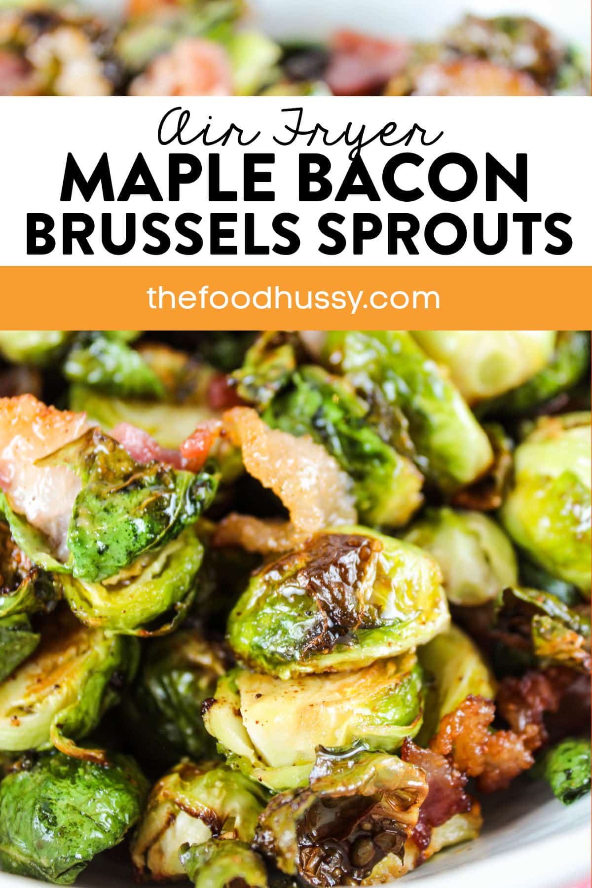 Making these Air Fryer Brussels Sprouts with Maple Syrup will have your whole family asking for this side dish every week! Crispy Brussels sprouts tossed in maple syrup and garlic - oh and there's bacon!!! via @foodhussy