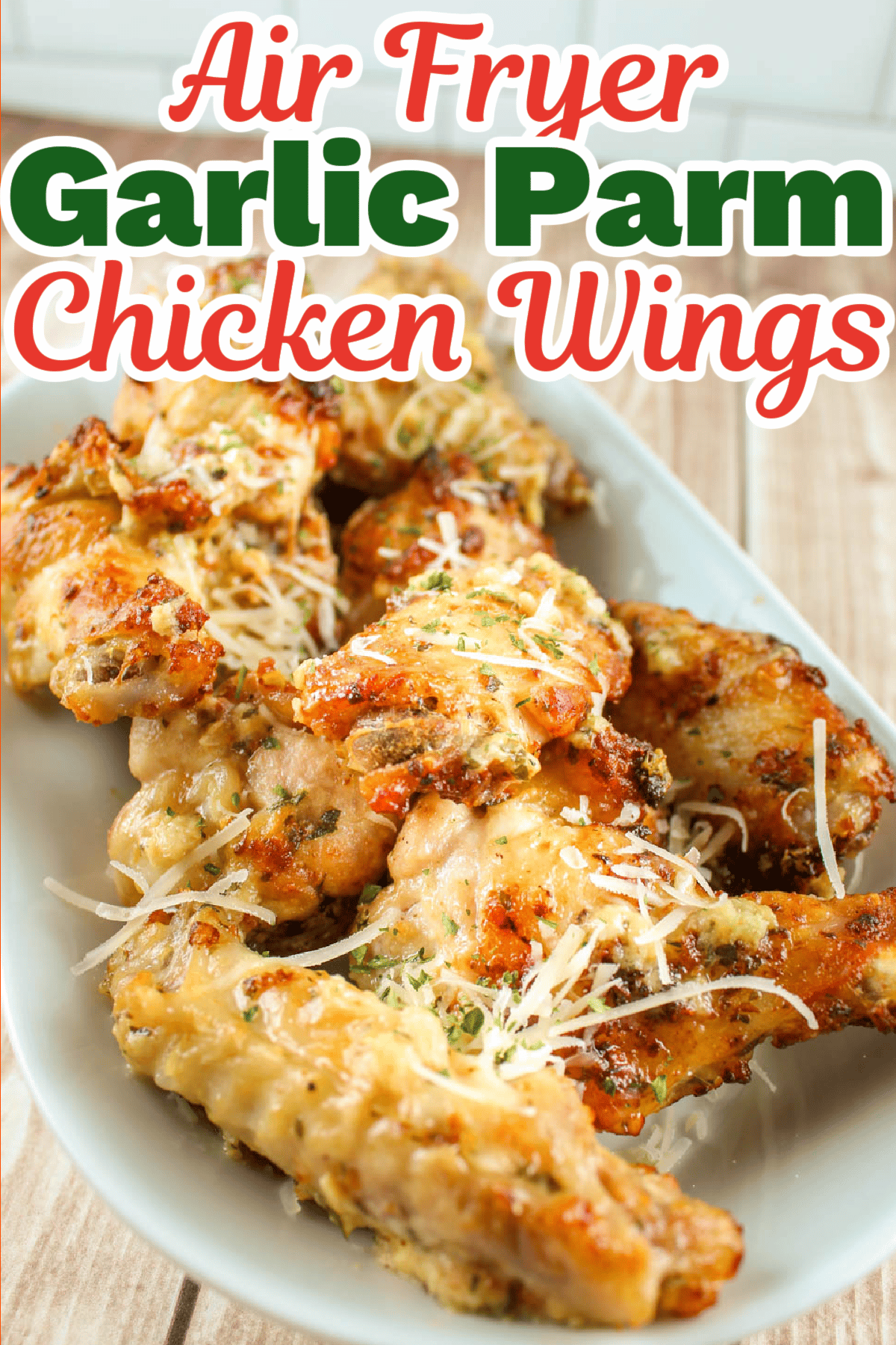 Air Fryer Garlic Parmesan Chicken Wings are like your favorite restaurant wings but they're made at home in less time than it takes for the delivery guy to bring them! Plus you can load them up with as much butter, garlic and Parmesan cheese as you want! via @foodhussy