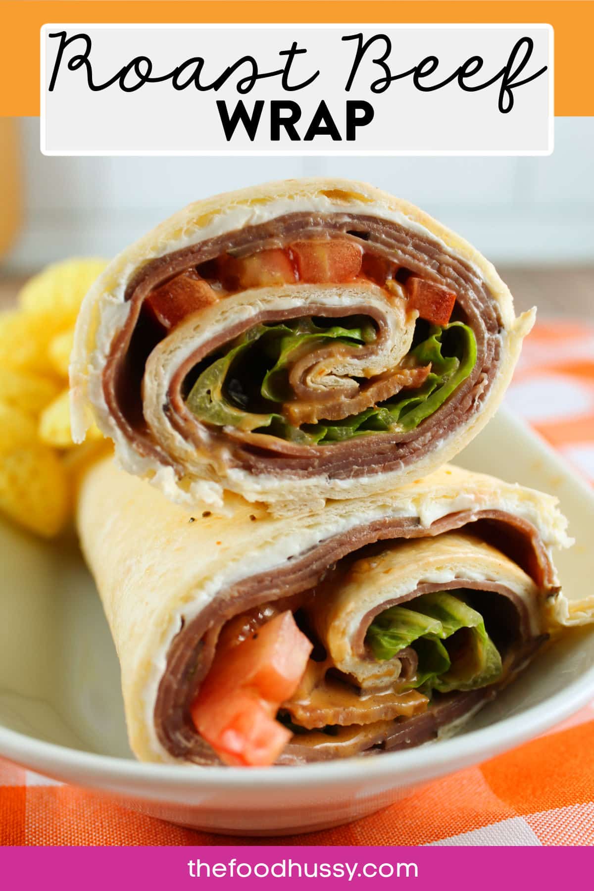This BLT Roast Beef Wrap is a delicious and easy-to-make lunch. It's filled with slices of roast beef, cream cheese, bacon, lettuce, tomatoes and BBQ ranch dressing. Crunchy, cool and meaty! So tasty! via @foodhussy