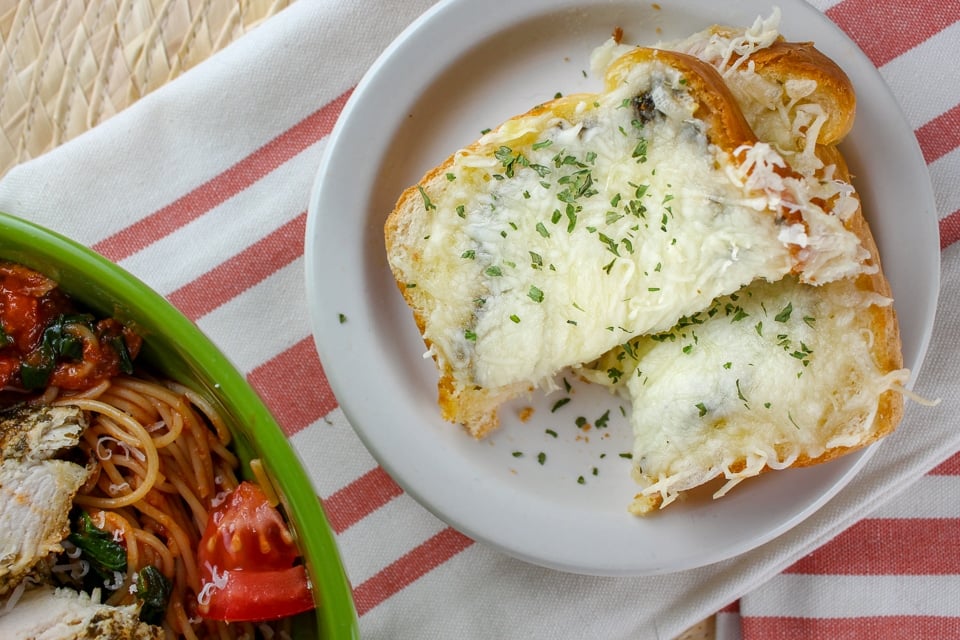 Air Fryer Garlic Cheese Bread is such an easy side dish to make in just minutes! Crunchy, cheesy and full of garlic - it goes great with any pasta dish! I love that I can make it as cheesy as I want!!