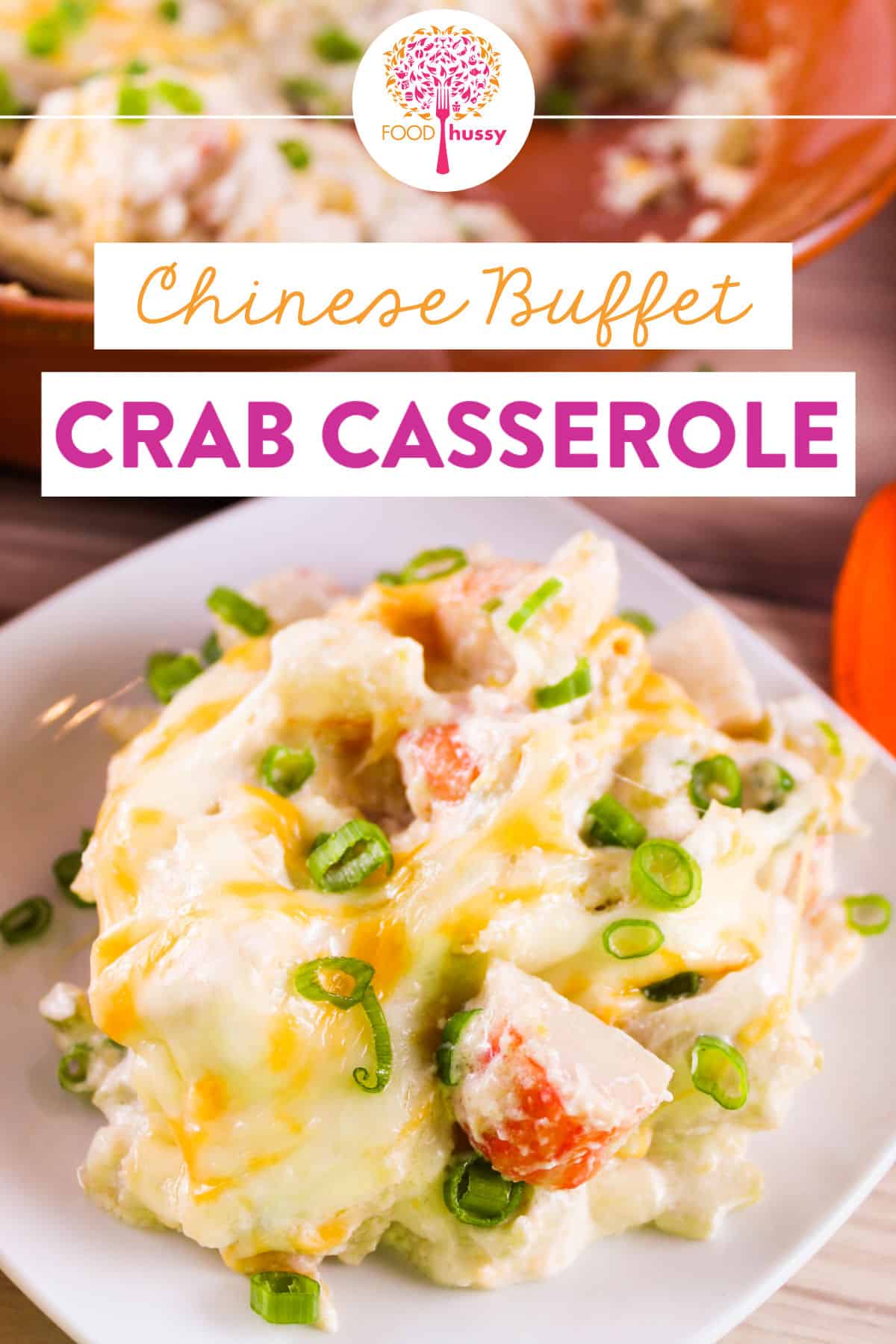 Chinese Buffet Crab Casserole is creamy, crunchy and cheesy! Crab Casserole is my favorite item on the buffet - along with the pink chicken on a stick - and the donuts!  via @foodhussy