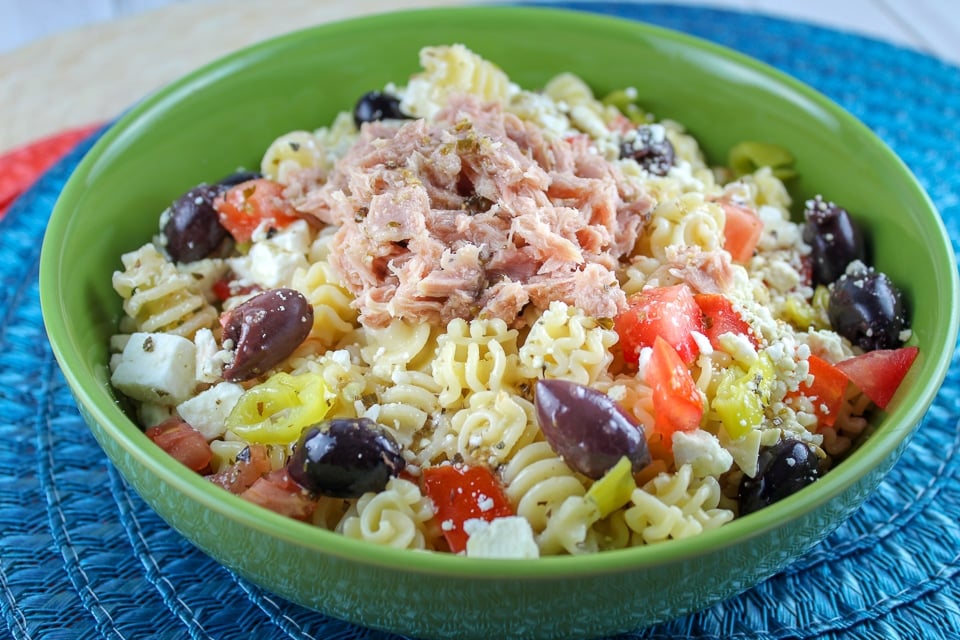 Greek Tuna Pasta Salad without mayo