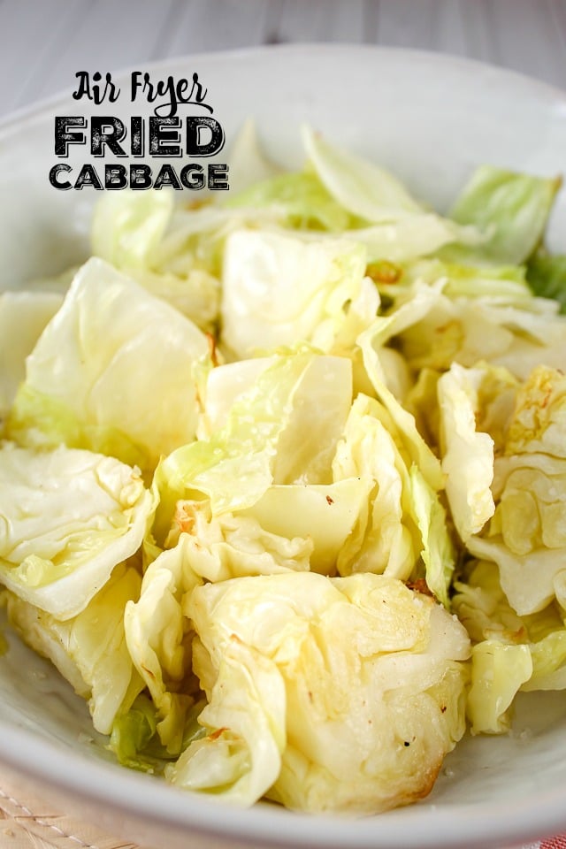 Air Fried Cabbage is my new favorite side dish. Cabbage is such a healthy food – and we think of it as either cold & crunchy or hot & soggy – but NOT anymore! This healthy fried cabbage is light and still has a nice bite to it!  via @foodhussy