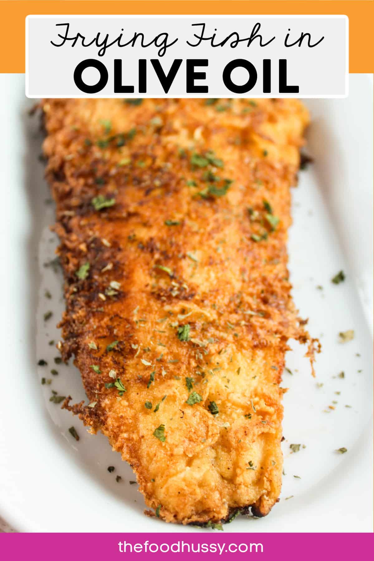 Frying Fish in Olive Oil is a delicious dinner that gives you super crunchy fish with less oil and all the flavor! Pan-frying fish has such a delicious flavor but it's much easier than deep-frying fish! via @foodhussy