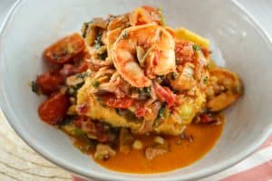 Shrimp & Grits with Spinach & Tomatoes