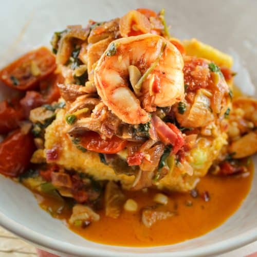Shrimp & Grits with Spinach & Tomatoes