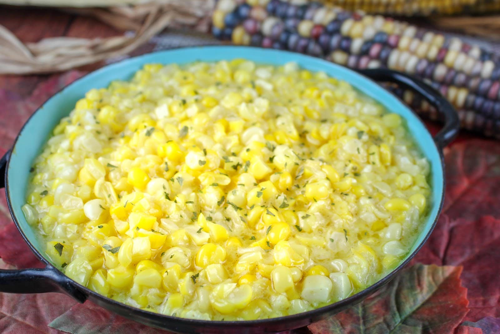 This Skillet Creamed Corn is a delicious savory and sweet side dish that is perfect for every holiday. You'll never want that canned stuff again! 