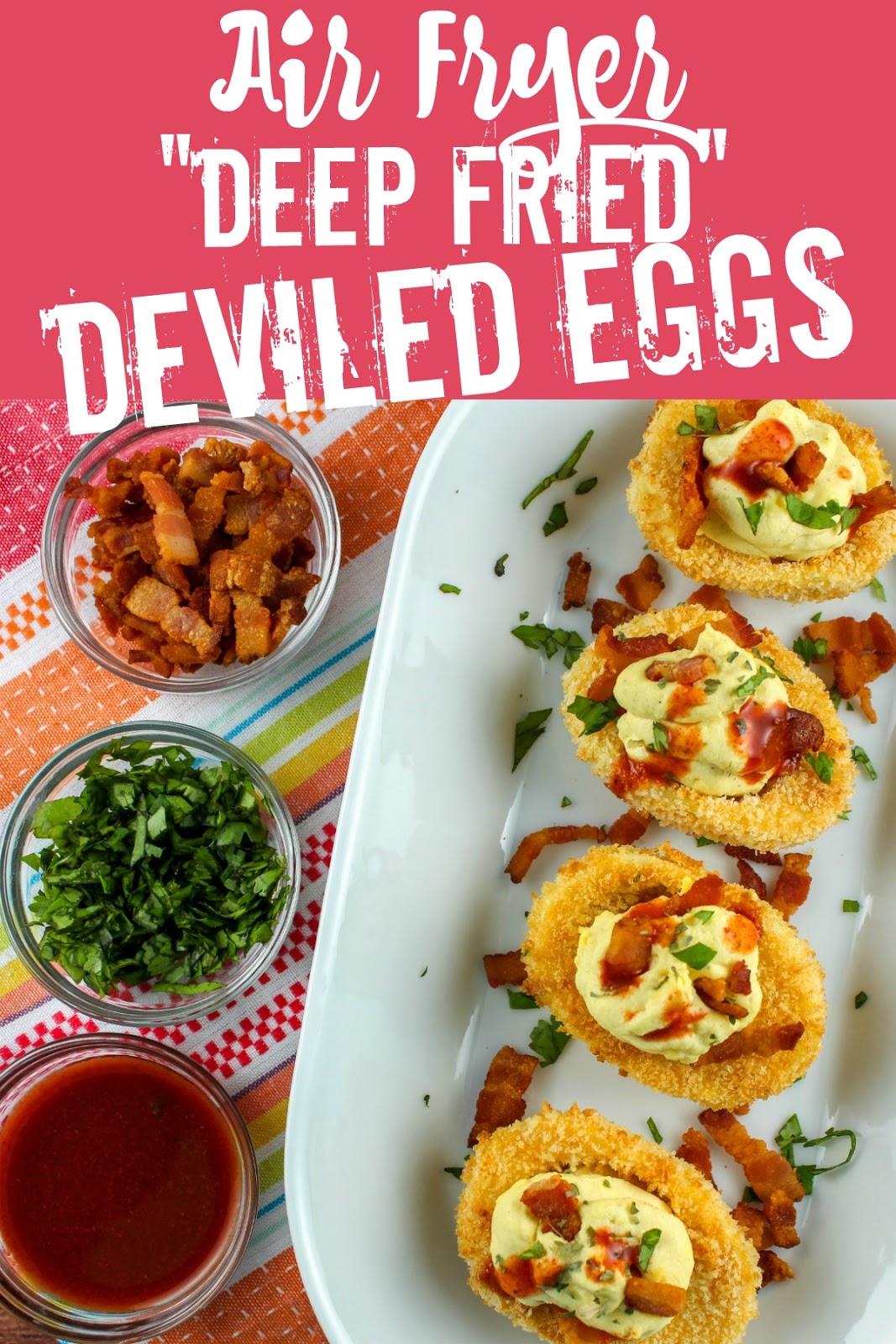 On a trip to Atlanta, I had Deep Fried Deviled Eggs topped with bacon and hot sauce. I immediately thought - I can make these but I'm going to make them in my air fryer! Air Fried "Deep Fried" Deviled eggs are healthier even better than the originals!  via @foodhussy