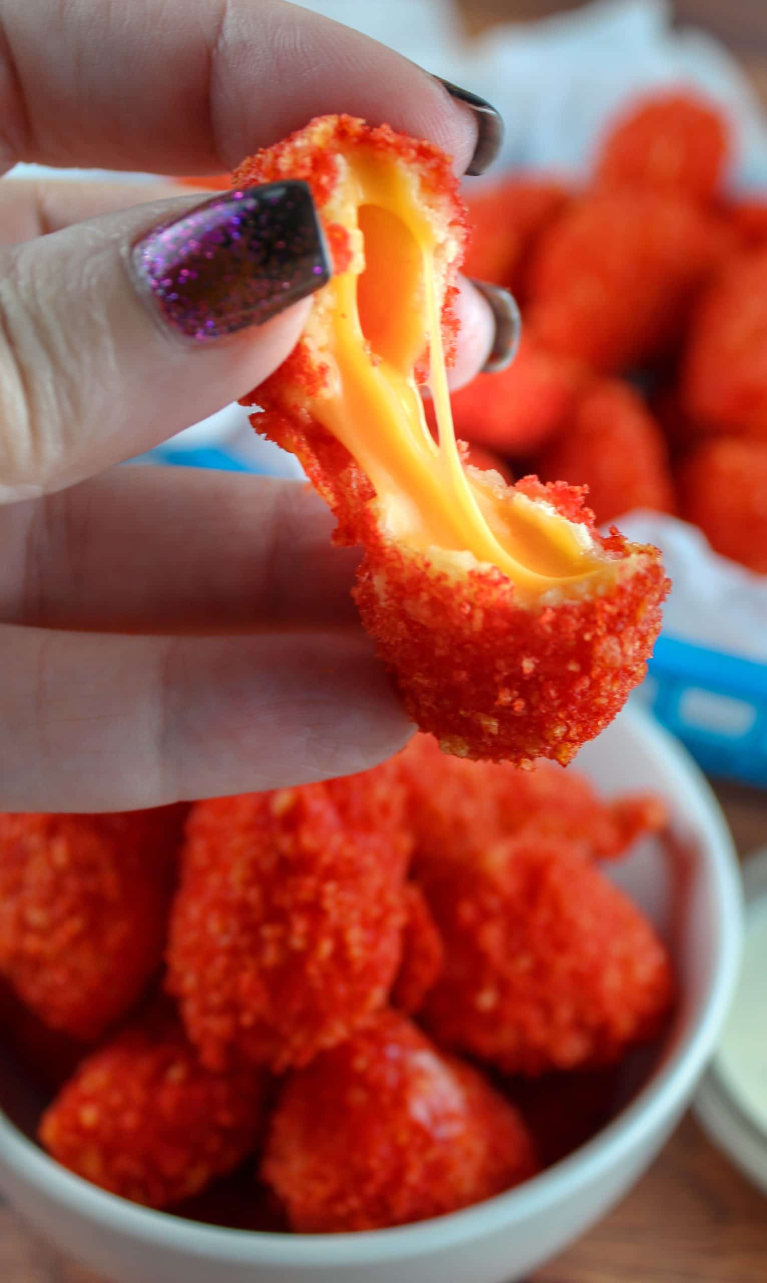 This Copycat Applebees Flamin' Hot Cheetos Cheese Bites recipe puts a twist on the deep fried finger food. They're crunchy, spicy hot and soooo cheesy! But no need to find your nearest Applebees - you can make them at home (in your air fryer)!   via @foodhussy