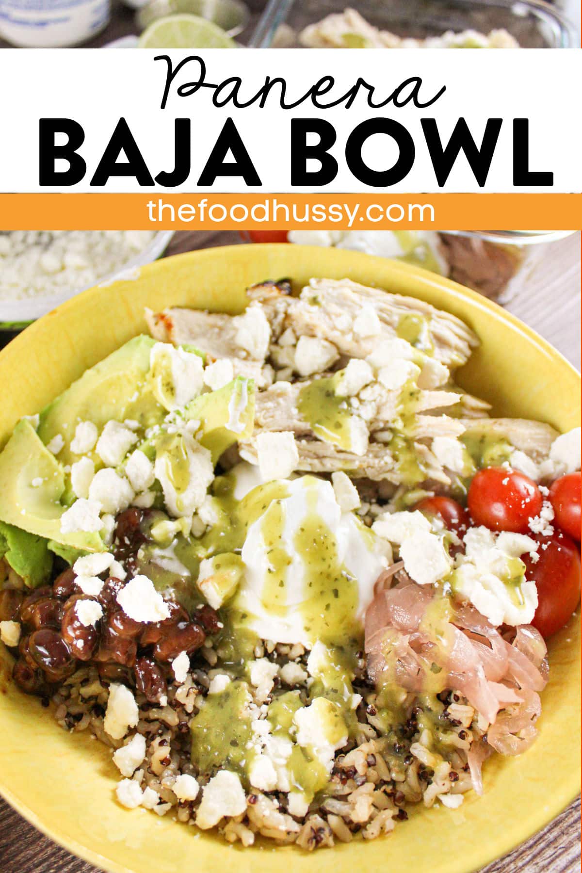 This copycat of the Panera Baja Warm Grain Bowl is packed with juicy, marinated chicken, brown rice, quinoa, avocado, tomatoes, feta and more! It’s great for any meal at home or make-ahead meal planning! via @foodhussy