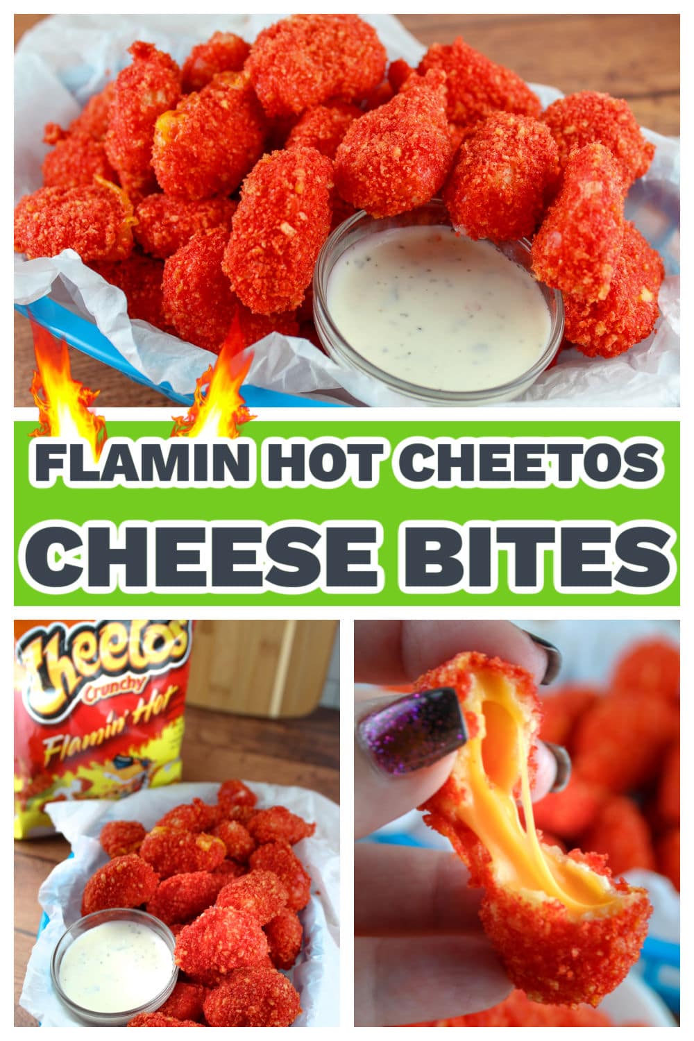 This Copycat Applebees Flamin' Hot Cheetos Cheese Bites recipe puts a twist on the deep fried finger food. They're crunchy, spicy hot and soooo cheesy! But no need to find your nearest Applebees - you can make them at home (in your air fryer)!   via @foodhussy