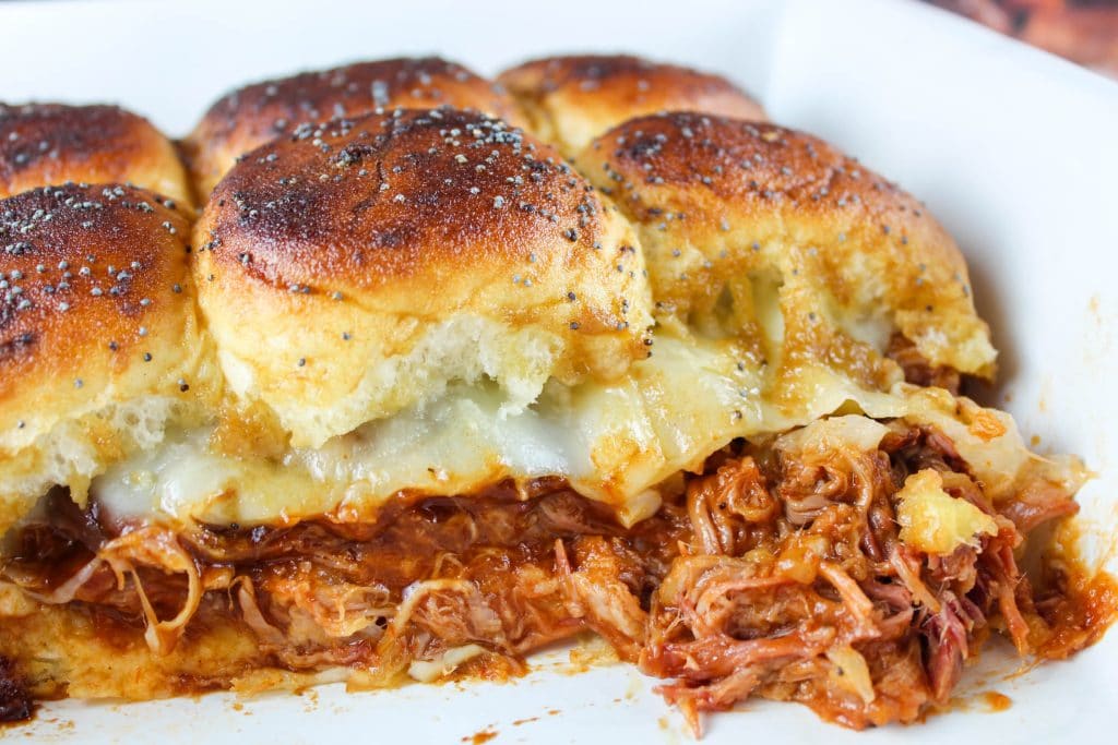 Cheesy Hawaiian Pulled Pork Sliders