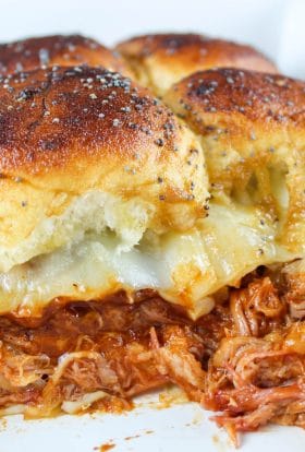 Cheesy Hawaiian Pulled Pork Sliders