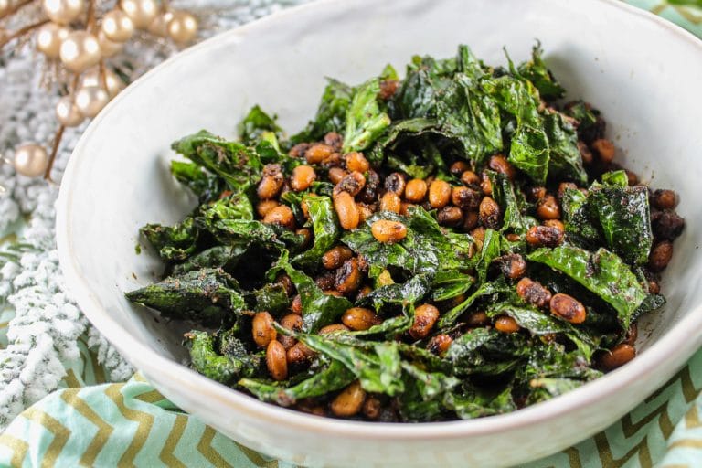 Air Fryer Crispy Black Eyed Peas & Greens (Vegetarian & Vegan)