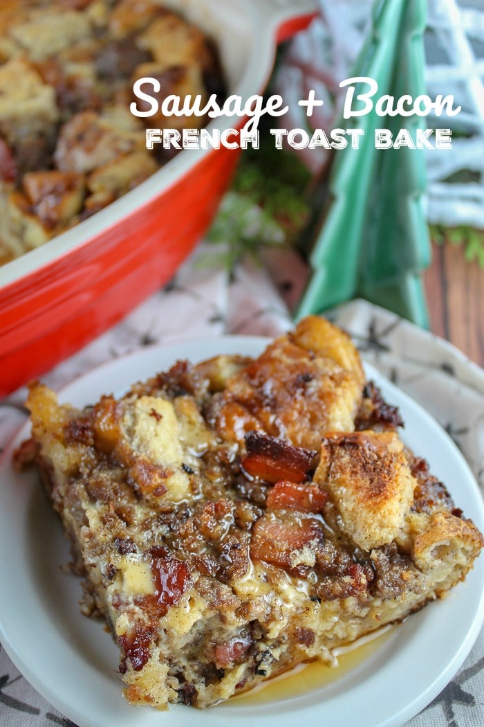 If you’ve got a crowd for breakfast, this French Toast Bake is just the dish! It’s like french toast kicked up about 10 notches! Filled with maple deliciousness as well as bacon AND sausage – there will not be ANY leftovers. And…it is SUPER EASY!
 via @foodhussy