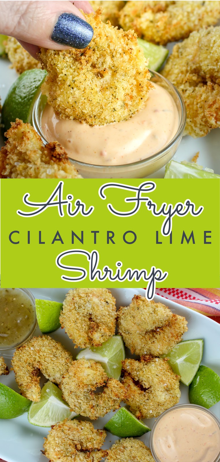 Air fryer shrimp is the best! It cooks so quickly – it’s so crunchy and I’ve made this Cilantro Lime Breaded Shrimp zingy and flavorful! Every bite packs a punch!
 via @foodhussy