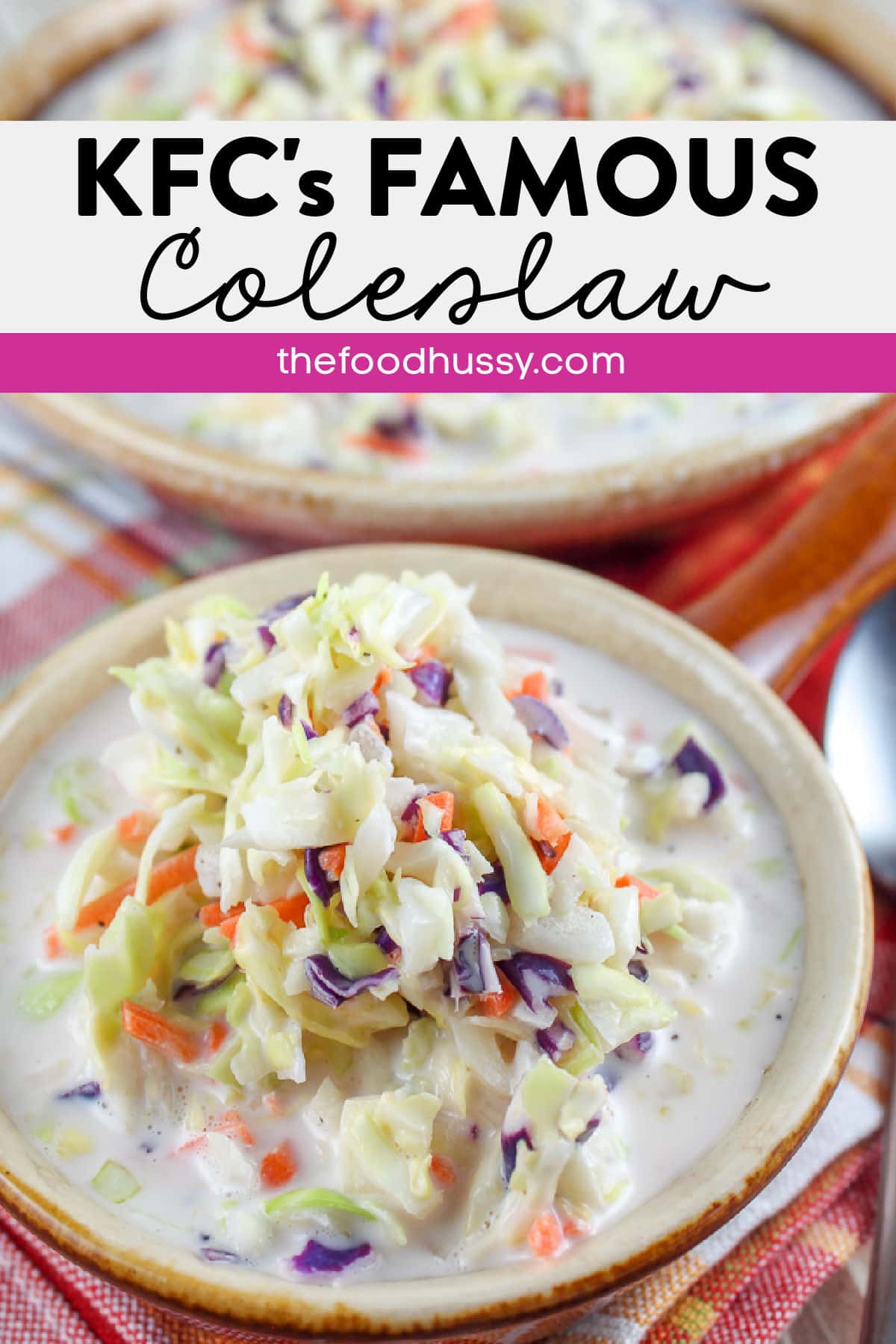 KFC Coleslaw has always been my favorite restaurant side dish! It's creamy and a little sweet and very simple. With spring here, I have been craving coleslaw and made this simple copycat KFC Coleslaw recipe in minutes! via @foodhussy