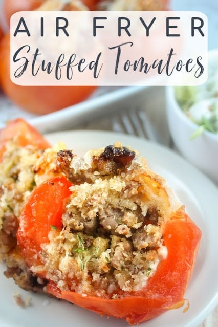 Air Fryer Stuffed Tomatoes are an easy dish you can have as a fancy appetizer or a main dish for any night. They go together quick and are filling and delicious!

 via @foodhussy