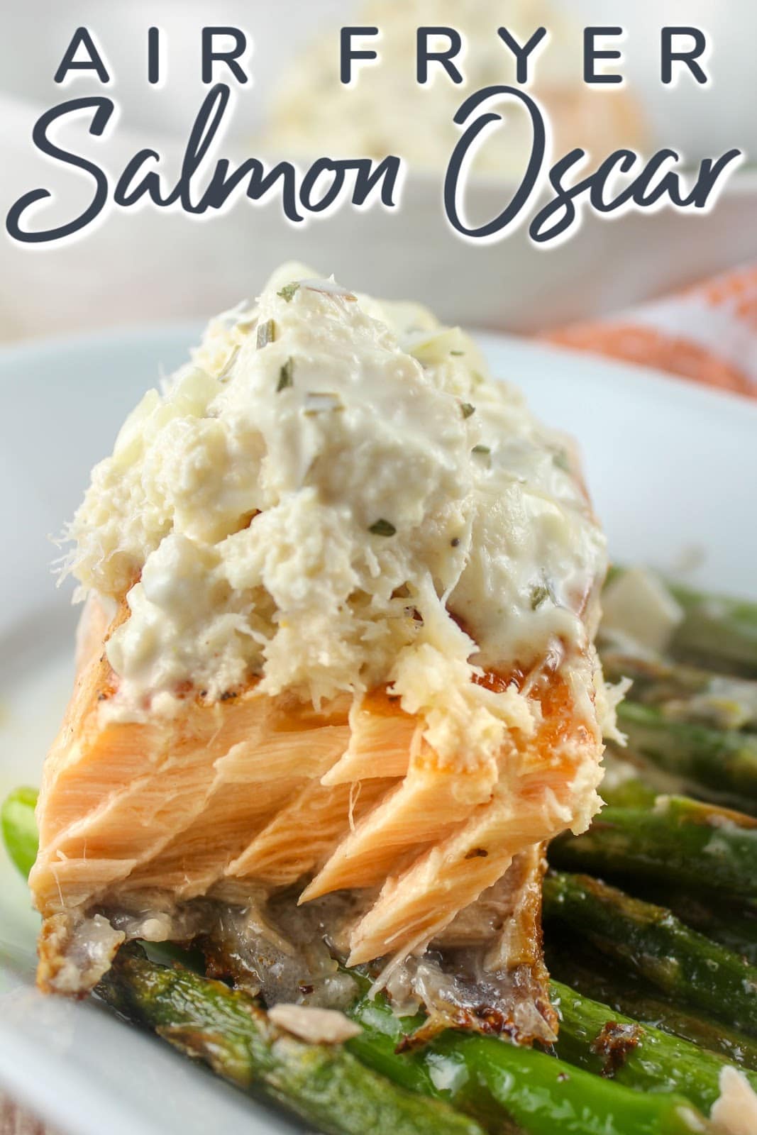 Salmon Oscar is one of the easiest meals but it looks and tastes super fancy! You can do this on the stove or air fryer. Seared salmon on top of crunchy asparagus and topped with crab and a quick Bernaise sauce.
 via @foodhussy
