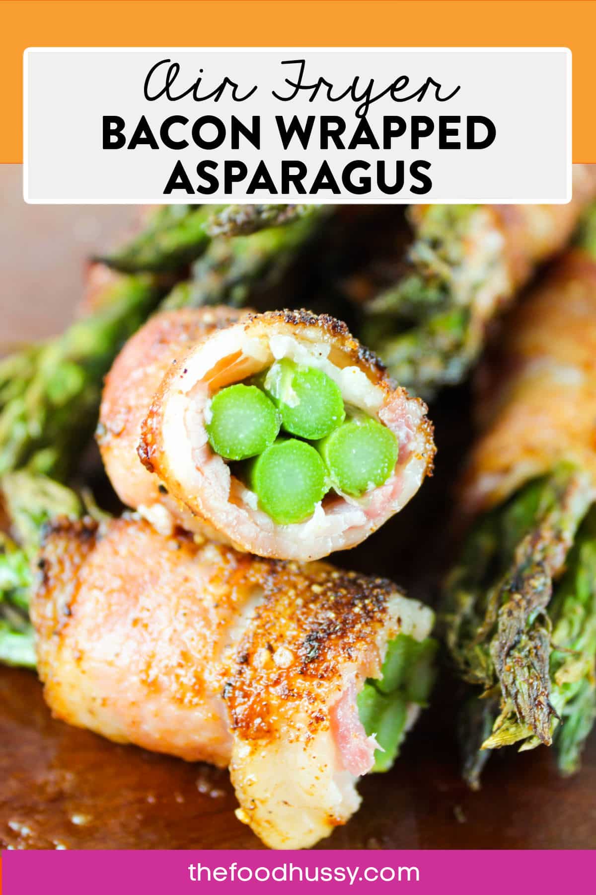 This Air Fryer Bacon Wrapped Asparagus recipe is delicious as a side dish with bundles of crunchy fresh asparagus wrapped in meaty bacon! via @foodhussy