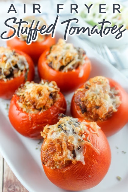 Air Fryer Stuffed Tomatoes are an easy dish you can have as a fancy appetizer or a main dish for any night. They go together quick and are filling and delicious!

 via @foodhussy