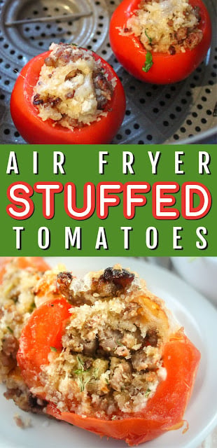 Air Fryer Stuffed Tomatoes are an easy dish you can have as a fancy appetizer or a main dish for any night. They go together quick and are filling and delicious!

 via @foodhussy