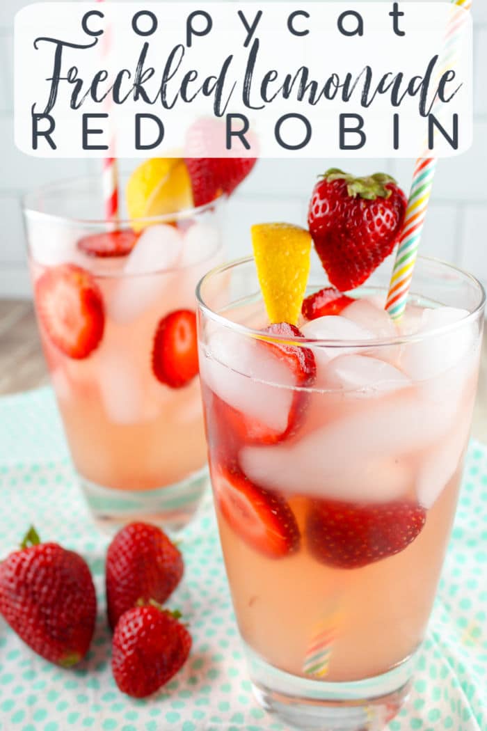 Red Robin is a favorite of mine – those burgers, those steak fries and the Freckled Lemonade! It’s so easy to make at home with a glass full of lemonade and fresh strawberries!
 via @foodhussy