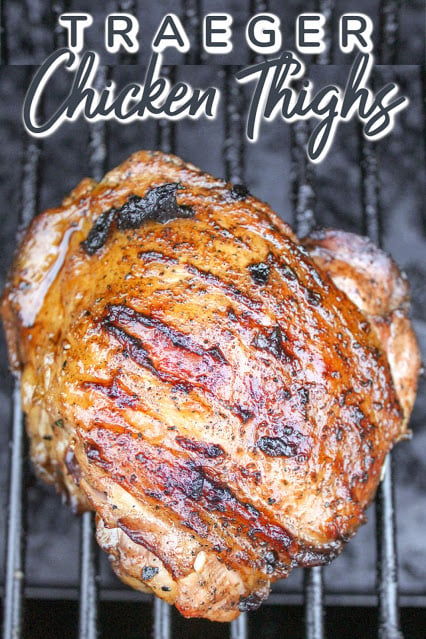 Grilled chicken thighs are even better with the smoky deliciousness from the Traeger Grill! If you don’t have a Traeger – you can still enjoy these grilled thighs all summer long! via @foodhussy