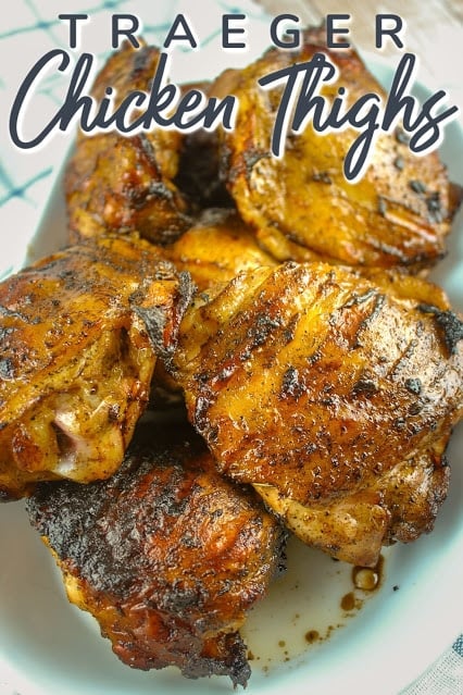 Grilled chicken thighs are even better with the smoky deliciousness from the Traeger Grill! If you don’t have a Traeger – you can still enjoy these grilled thighs all summer long! via @foodhussy