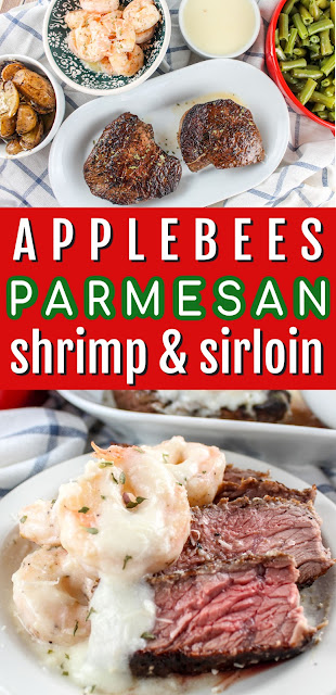 One of my favorite dishes on the menu at Applebee’s is this surf & turf meal! This Applebee's copycat Shrimp ‘n Parmesan Sirloin is so simple and the taste is savory and delicious! Plus the total time to cook is less than 30 minutes! via @foodhussy