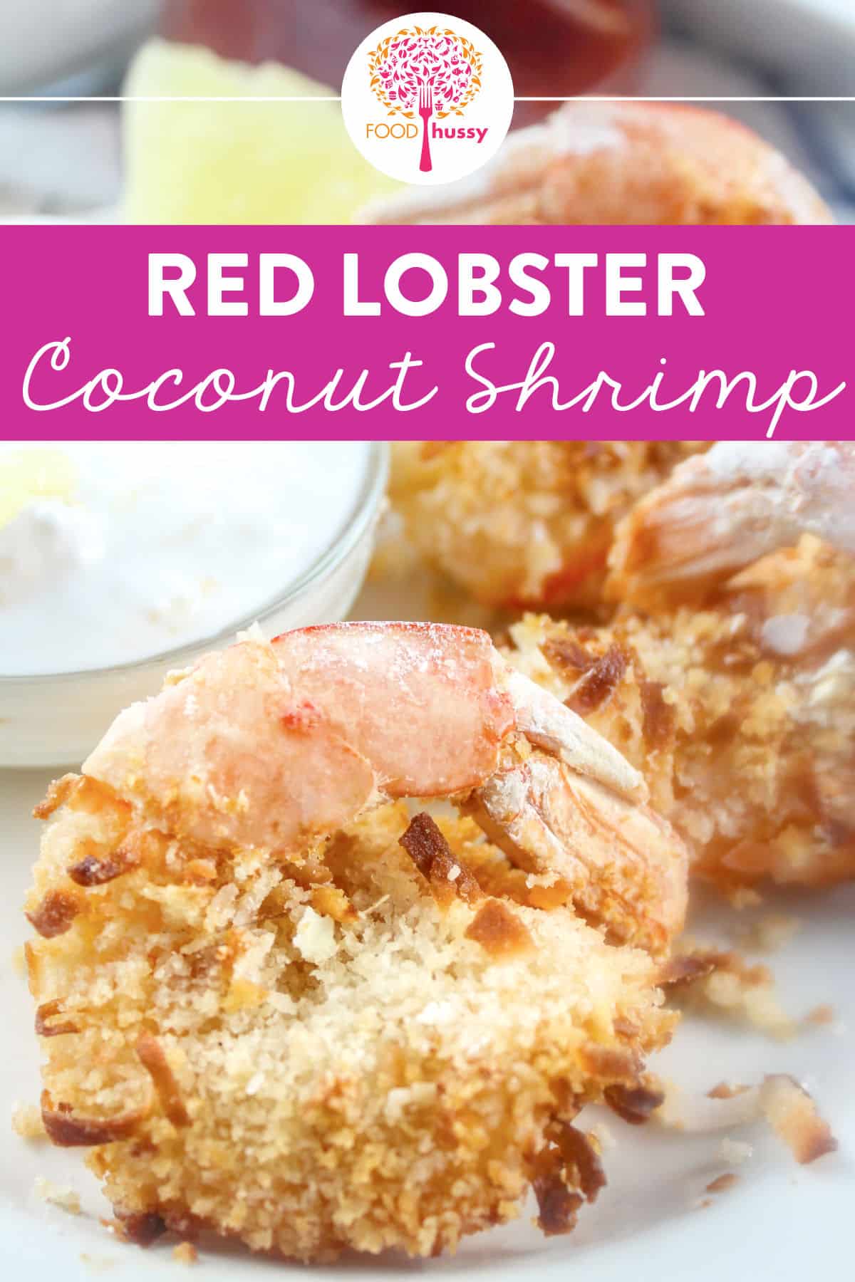 Red Lobster Coconut Shrimp is a favorite and this copycat recipe for the shrimp and that delicious Pina Colada sauce will have you putting on a lei and grabbing a cocktail for the beach! Crunchy shrimp dipped in a creamy pineapple coconut sauce!  via @foodhussy