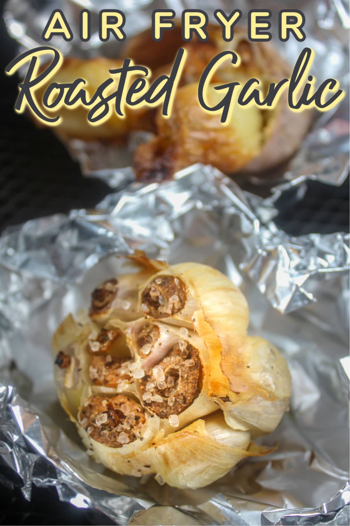 Roasted Garlic in the air fryer is so easy and has so many uses! Roasting the garlic mellows the flavor and makes this delicious almost buttery paste that you can use in so many ways! via @foodhussy