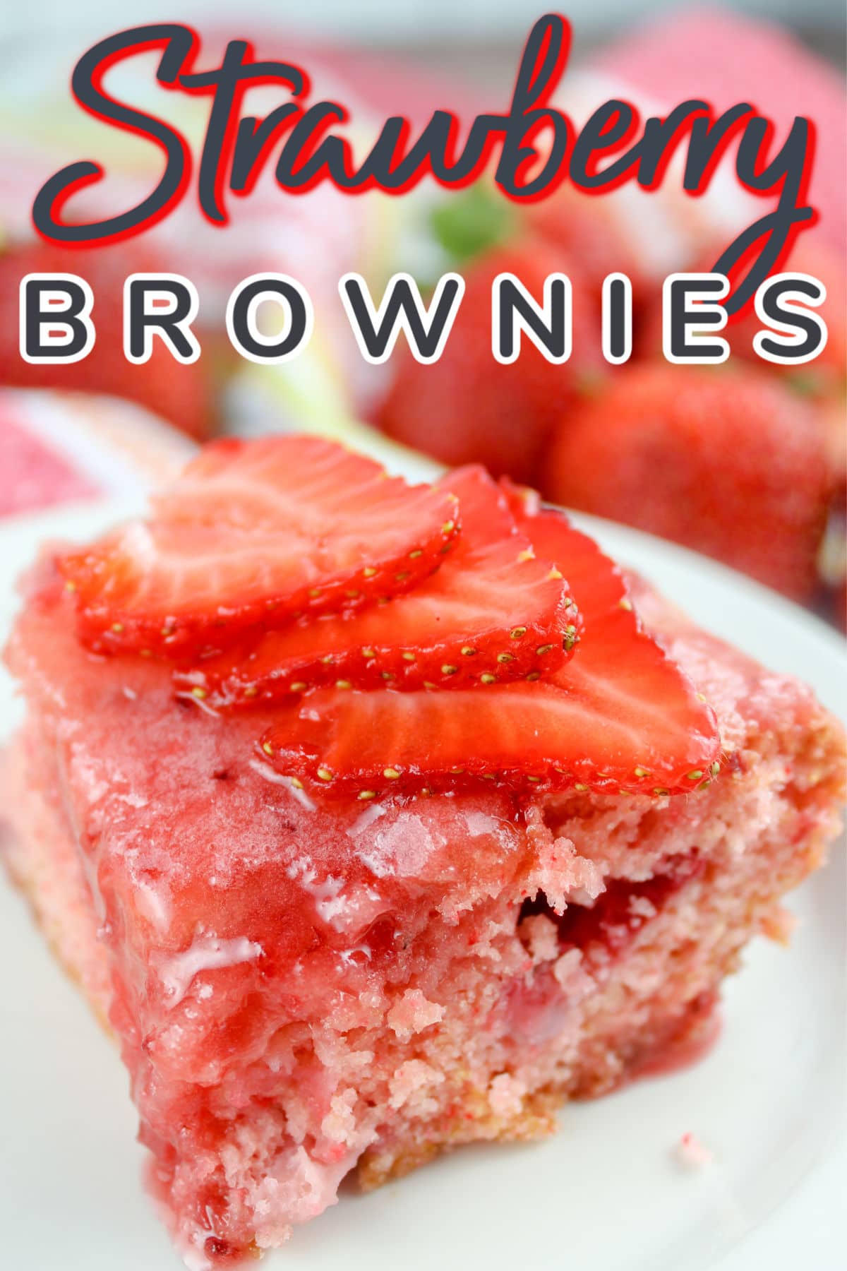 If you like strawberries - this is the dessert for you! These strawberry brownies have strawberries in the brownie, strawberry batter, strawberry glaze and strawberries on top! Booyah - come to strawberry town!  via @foodhussy