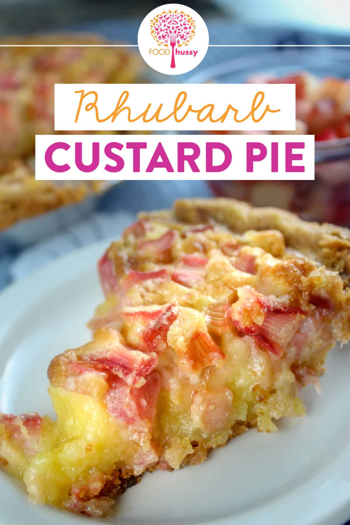 Rhubarb Custard Pie is my absolute favorite pie - the tart rhubarb mixed with lots of sugar and a creamy custard is just decadent! It is also a very special dessert recipe because my Dad made it every year for my birthday.  via @foodhussy