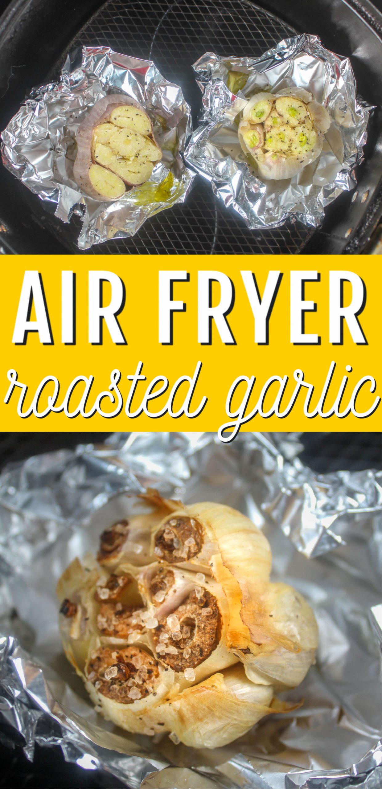 Roasted Garlic in the air fryer is so easy and has so many uses! Roasting the garlic mellows the flavor and makes this delicious almost buttery paste that you can use in so many ways! via @foodhussy