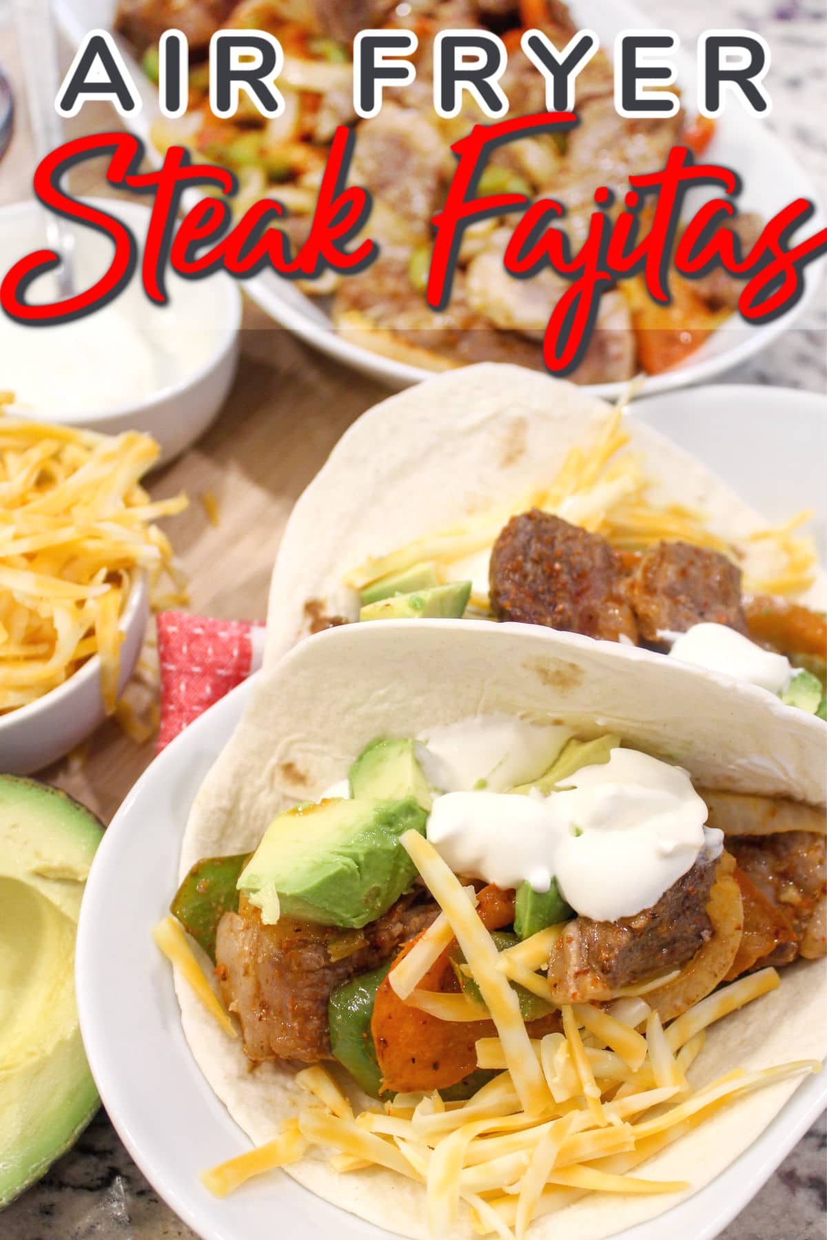 Air Fryer Steak Fajitas are my new favorite dinner! Peppers, onions, steak and some delicious seasoning - and in less than 15 minutes - it's FAJITA TIME!!!! via @foodhussy