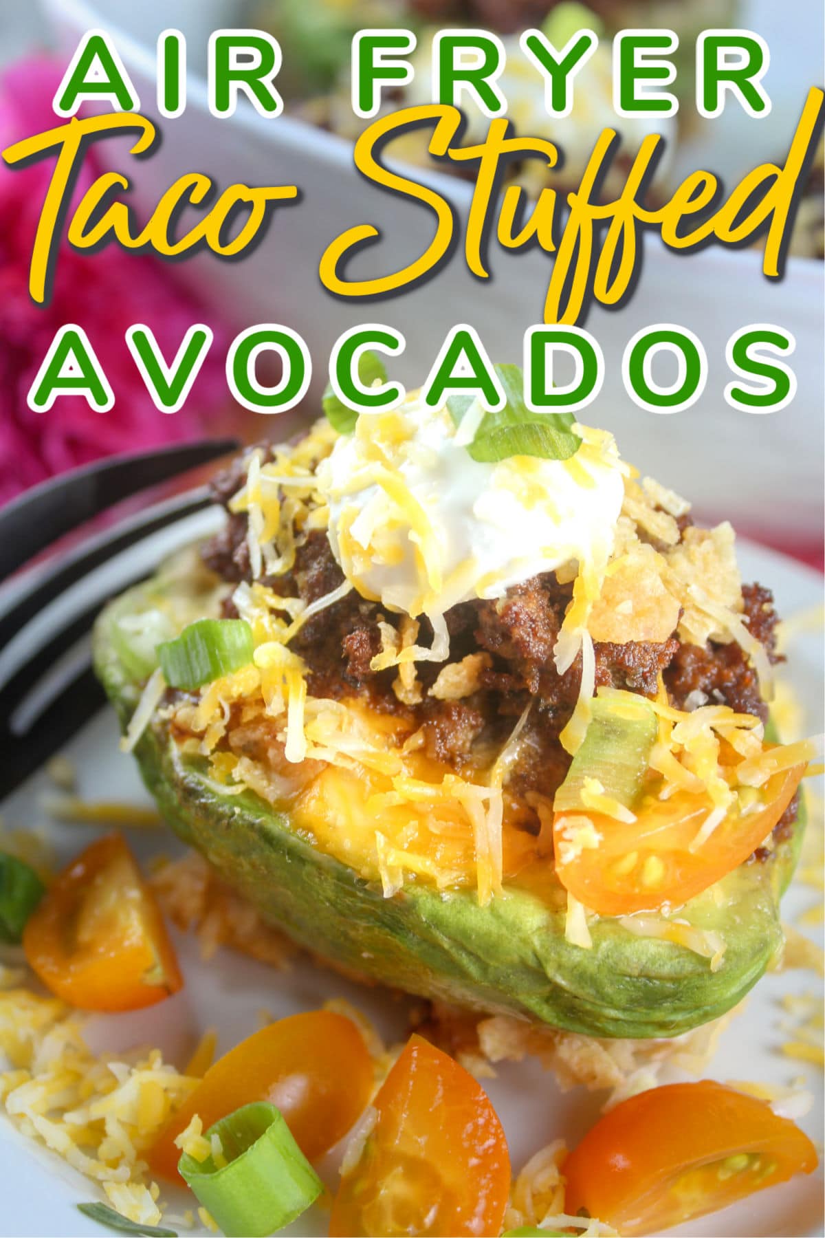 Taco Stuffed Avocados are a great dinner idea that the whole family will love and it's ready in less than 30 minutes! Creamy avocado filled with your favorite taco filling and dipped in crunchy tortilla chips! Yum!  via @foodhussy